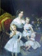 unknow artist Louise Marie Therese d'Artois, Duchess of Parma with her three children oil painting on canvas